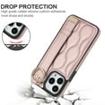 thumbnail image 4 of Finger Ring Wrist Band Phone Case Compatible with iPhone 16 Pro Max for Women Girls, Adjustable Wristband Kickstand [Stand Function] PU Leather Case Cover for iPhone 16 Pro Max, Rosegold, 4 of 8