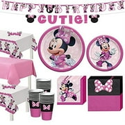 Party City Minnie Mouse Forever Tableware for 24 Guests, Disney Plates, Napkins, Cups, Utensils, and Decorations