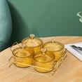 thumbnail image 3 of para servir con tapas, bandeja, contenedor, bandeja para aperitivos, fruta, postre, aperitivos, plato para servir, para encimera, Caddy, 4 tazones dorados Macarena Bandeja de condimentos, 3 of 7