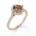 thumbnail image 3 of JeenMata 2 Carat Cushion Cut created Peach created morganite and Moissanite Pave Engagement Ring, 3 of 6