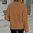 thumbnail image 4 of Brown Sweatshirt for Womens Fleece Jumper Jacket Hoodies Pullover Fleece Sweatshirts Casual Top Fuzzy 1/4 Zip Up Long Sleeve Stand Collar Cozy Coat Tops with Pockets Womens Fall Tops, 4 of 6