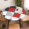 thumbnail image 5 of Modern Geometric Elastic Fitted Round Table Cover Red Abstract Mid Century Waterproof Outdoor Tablecloth for Holiday Party, Picnic, Patio & Dining Fits Tables Up to 45"-54", 5 of 8