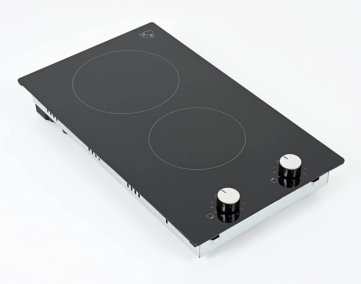 K&H German Designed 2 Burner Dual 12 Inch Built-in Electric Stove Top Radiant Ceramic Kitchen Cooktop Knob Control 240V 3000W KCN-3002K