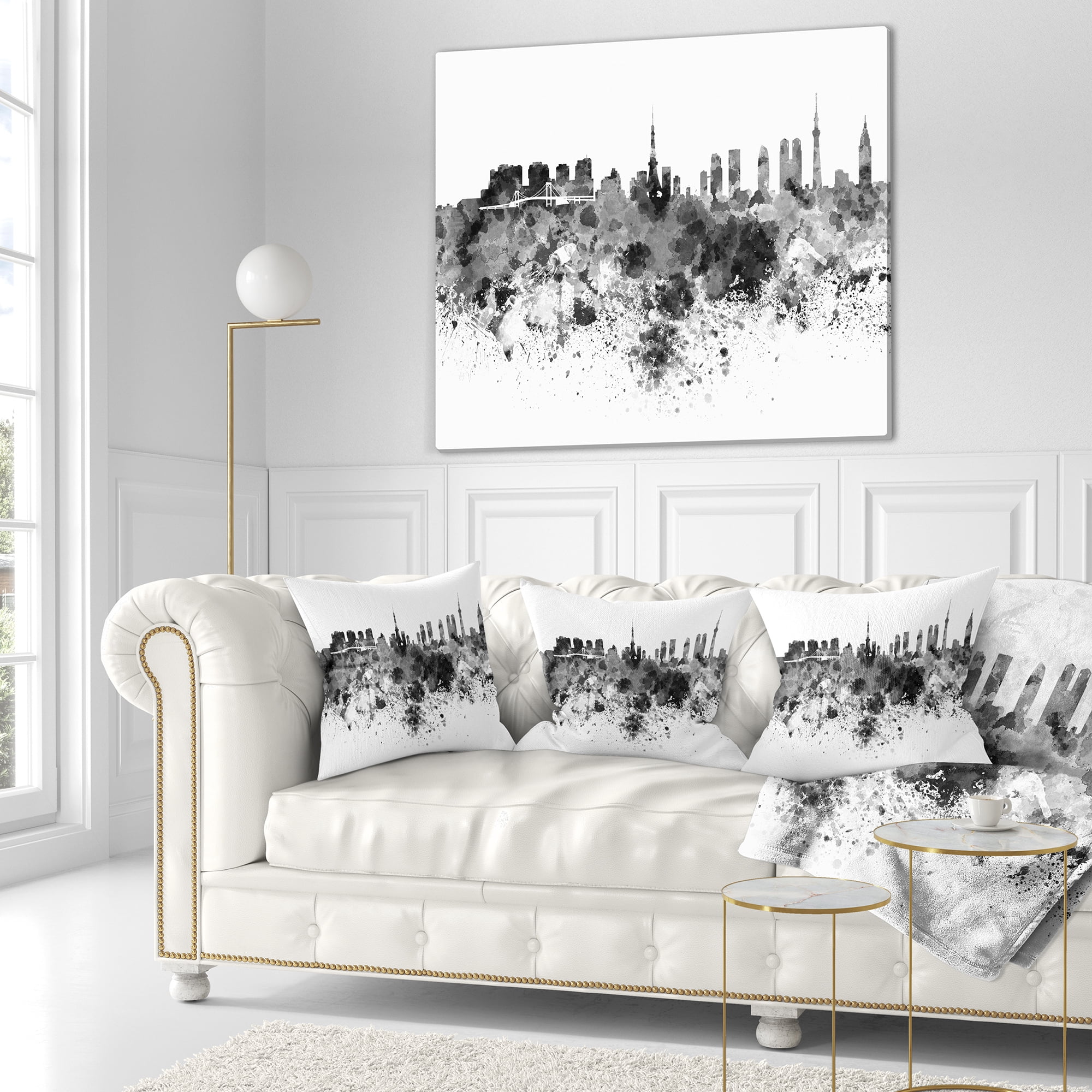 Designart Tokyo Skyline - Cityscape Throw Pillow - 16x16