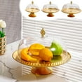 thumbnail image 1 of Soporte para tartas de metal dorado y acrílico con tapa - Bandeja de postres de 3 niveles para aperitivos, fruta y golosinas - tamaños de 10,23", 11,81", 13,39", 1 of 6