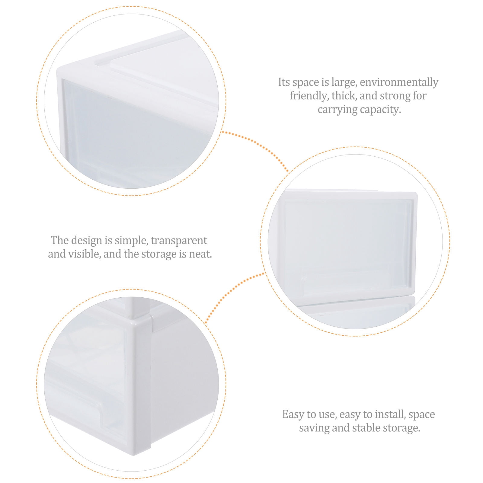 UPOUART 2Pcs Clear Storage Drawers Plastic Transparent for Closet Organization Adults