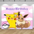 thumbnail image 4 of Fondo de fotografía para fiesta de cumpleaños de niña, princesa, recién nacida, Pikachu y Eevee, pancarta de monstruo de bolsillo, 4 of 5