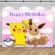 thumbnail image 3 of Fondo de fotografía para fiesta de cumpleaños de niña, princesa, recién nacida, Pikachu y Eevee, pancarta de monstruo de bolsillo, 3 of 4