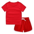 thumbnail image 4 of XZNPDUCQ Toddler Girl Clothes, 2Pcs Baby Girl Summer Outfits Sleeveless Bow Knot Tank Shirts Tops + Shorts Clothing Sets 1-5T T-Shirt Set 7-8 Years Red, 4 of 9