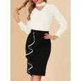 thumbnail image 5 of MODA NOVA Junior's Elegant Lace Choker Neck Long Sleeve Chiffon Blous Ivory L, 5 of 5