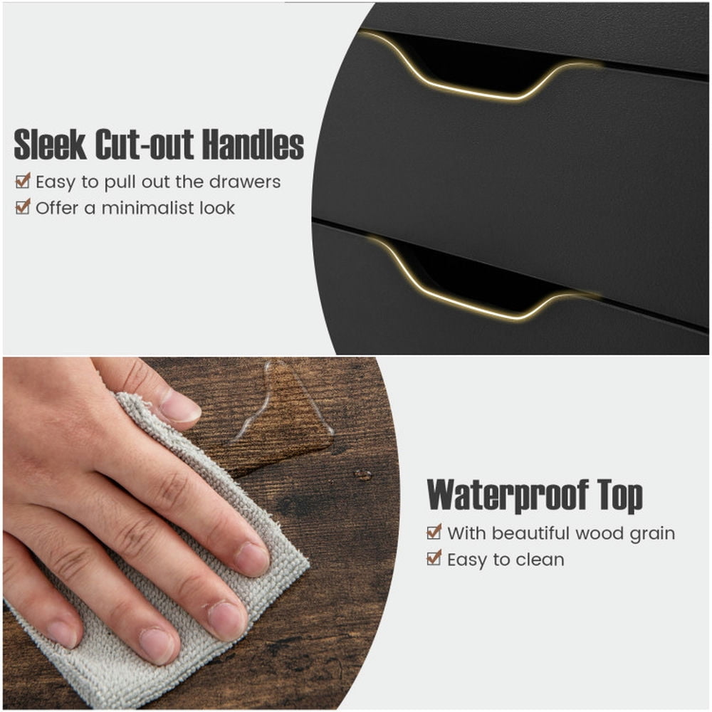 Demi Bonn 5 Drawer Mobile Lateral Filing Cabinet Storage Home Office Floor Cabinet with 4 Wheels, Brown