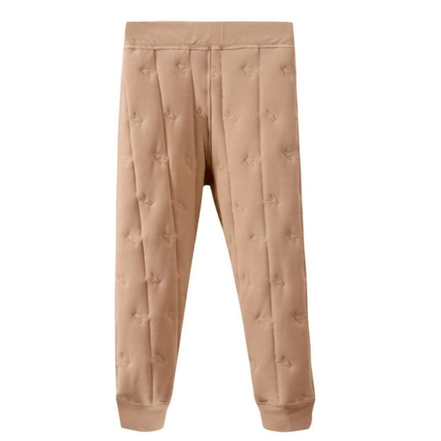 MeetoTime Children Boys Girls Winter Thick Warm Pants Kids Elastic Waist Solid Color Cotton Pants Suitable for 4-10 Years