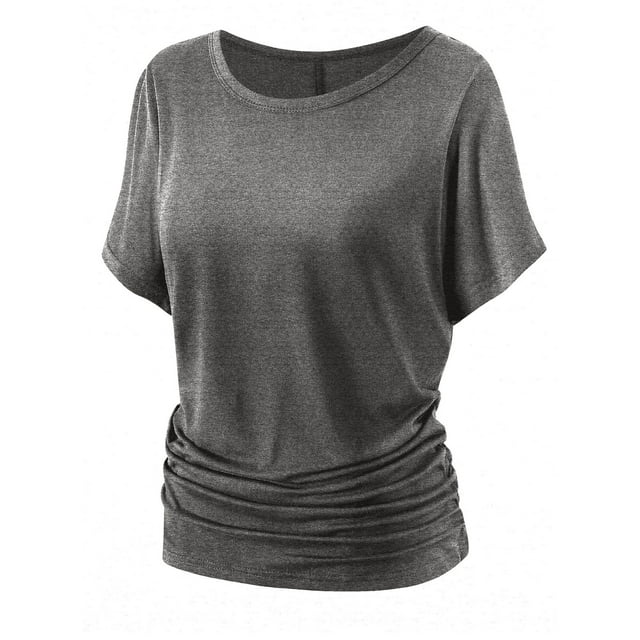 Zpanxa T-shirt en Coton Surdimensionné pour Femme Grande Taille, Couleur Unie, Manches Courtes, Col Rond, Haut d'Été Décontracté