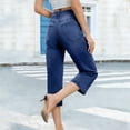 thumbnail image 4 of DuoJiaJ Casual Capri Jeans Loose Fit Wide Leg Cropped Denim Pants Comfortable Stretch High Waist Trousers For Everyday Wear Women's Wide Leg Pants Blue XXL, 4 of 5