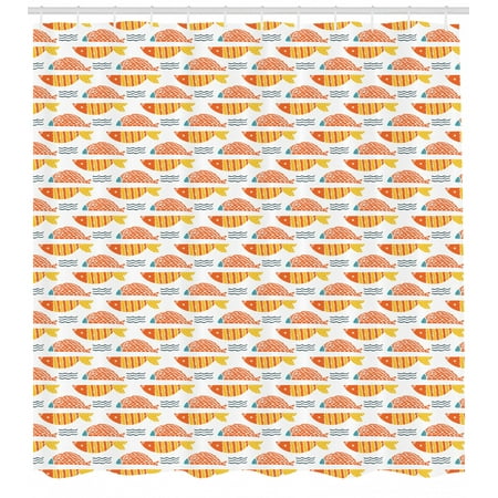 Fish Shower Curtain Scandinavian Style Colorful Cartoon With Fish