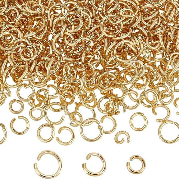 600Pcs 3 Styles 04 Stainless Steel Open Jump Rings Round Ring Real 18K Gold Plated 4~6x0.8mm 20 Gauge 200pcs/style