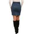 thumbnail image 3 of Falda de mujer Inspire Chic de ante sintético, de cintura alta, casual, con cinturón, falda lápiz, talla L, azul oscuro, 3 of 6