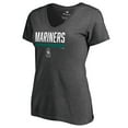 thumbnail image 2 of Women's Ash Seattle Mariners Win Stripe V-Neck T-Shirt, 2 of 3