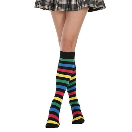

SIEYIO High Striped Socks Sweet Cute Striped Tube Sock Women Colorful Knee High Socks Long Tube Sports Socks for Women Girls