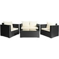 thumbnail image 4 of Gymax 8PCS Rattan Patio Conversation Set Outdoor Furniture Set w/ Off White Cushions, 4 of 9