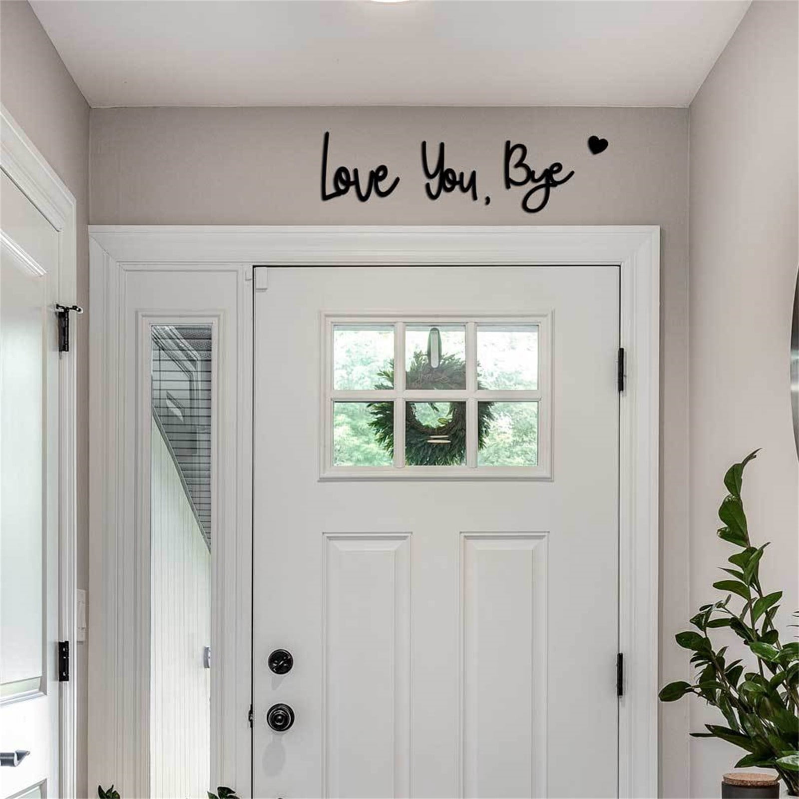Love You Bye Sign Above Door, Wood Wall Decor, Sign Plaques Set for Home Door Hallway Family Wall Art Hanging Decoration Valentines, Front Door Decoration, Farmhouse Home Accents