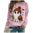 thumbnail image 6 of mgoYE Halloween Womens Clothing Sweatshirts Halloween Ghost Sweatshirt Women - Halloween Graphic Crewneck Tops Casual Sweater(Pink,L), 6 of 7