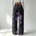 thumbnail image 5 of Fabrcox Fleece Womens Pajama Pants Halloween Ghost Pumpkin Cat Sleep Pants Women Spooky Fall Winter Comfy Plush Wide Leg Women Pj Pants Purple M, 5 of 5