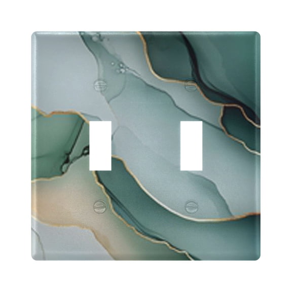 Light Switch Cover Green and Gold Abstract Plates Faceplate Decorative Switch Plate for Bedroom Home Decor