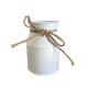 thumbnail image 2 of Jarrón de hojalata galvanizada con lazo, cubo floral blanco rústico para decoración del hogar, regalo del Día de San Valentín, 13x9.5x8 cm, 2 of 6