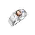 thumbnail image 4 of RYLOS Men's Rings 14K White Gold Classic 8X6MM Oval Gemstone &  Diamond Ring Smoky Quartz June Birthstone Rings For Man Gold Rings Size 9, 4 of 8