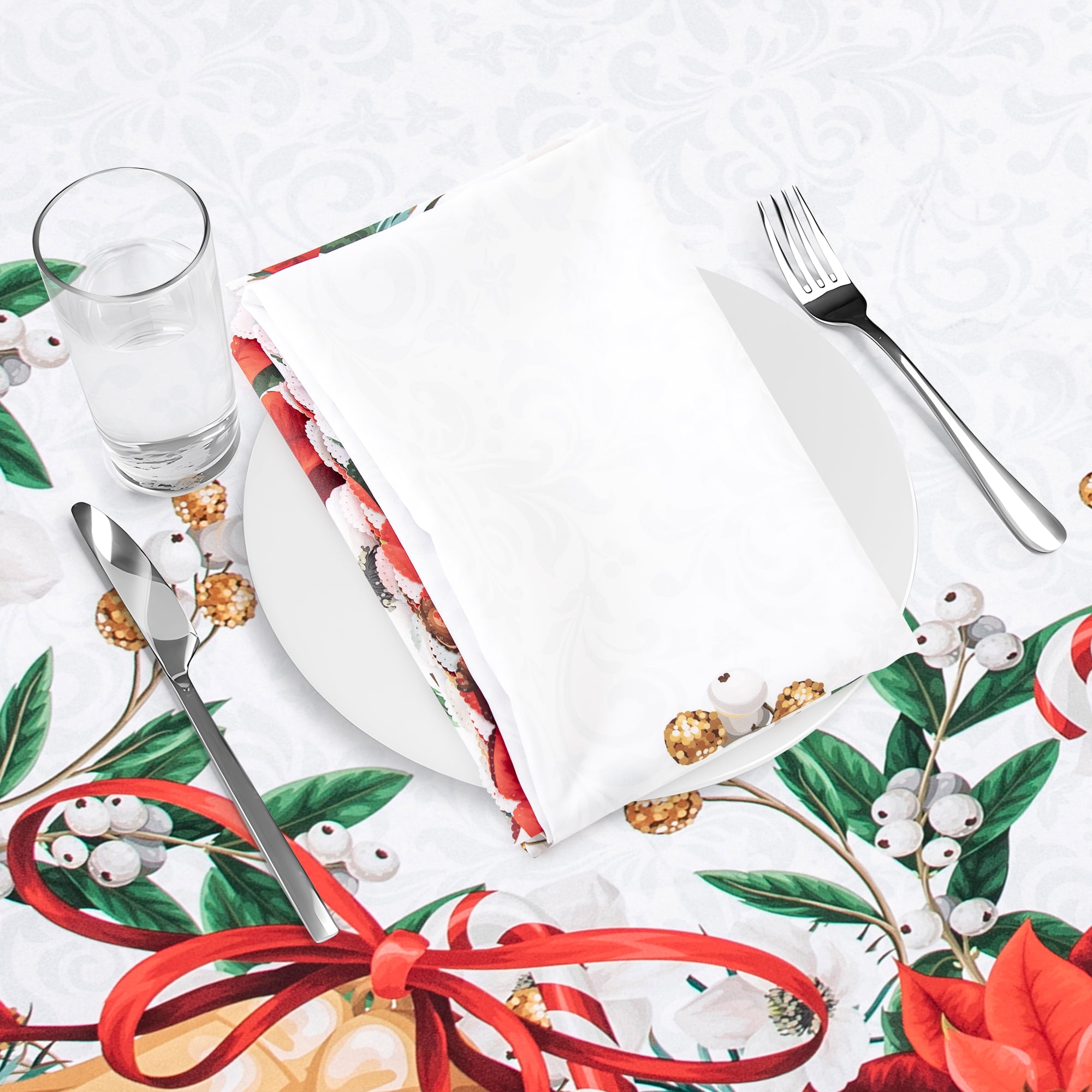 RAY STAR Large Christmas Table Cloth for Rectangle Table 60x120 Polyester Machine Washable Table Cloths, Thick Can not See Through Heavy Duty Tablecloth
