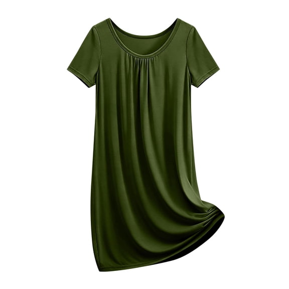 Womens Nightgown Short Sleeve Sleepshirt V Neck Sleepwear Casual Loungewear Ladies Sleepwear Army Green M