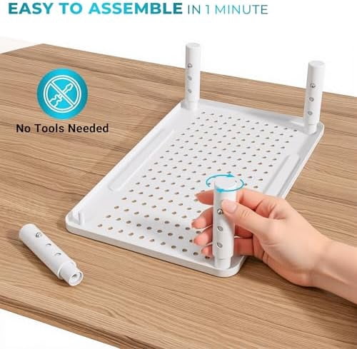 Monitor Stand 2 Pack Height Adjustable Metal Riser with Pen Holder, White, 14.5” x 9.1”, Ergonomic Desktop Stand for Computer, Printer, Laptop, Adjustable Desk Riser with Cable Management