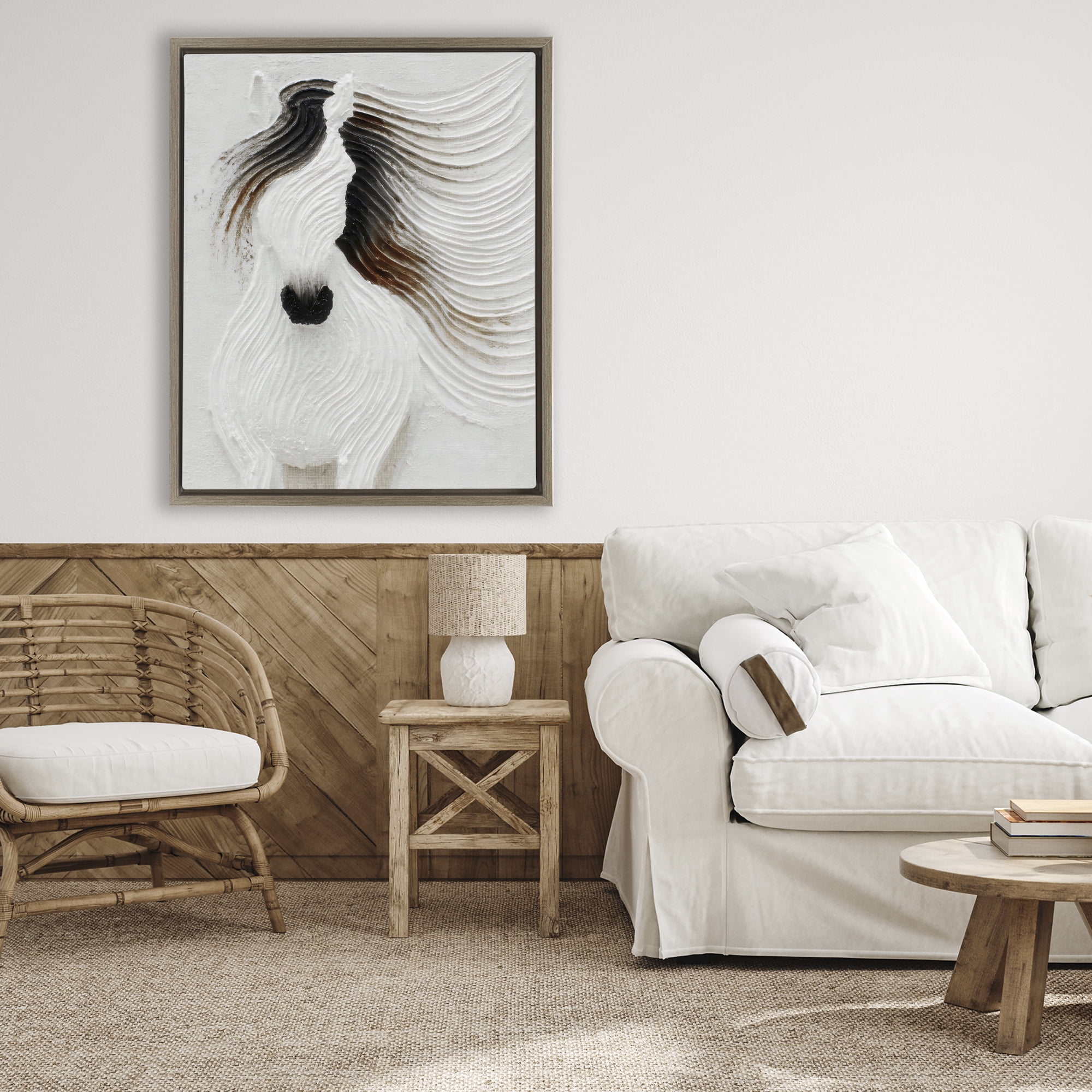 Stupell Industries Grooved Horse in Flowing Motion Brown Framed Floater Canvas Wall Art, design by Ink Drop Loft