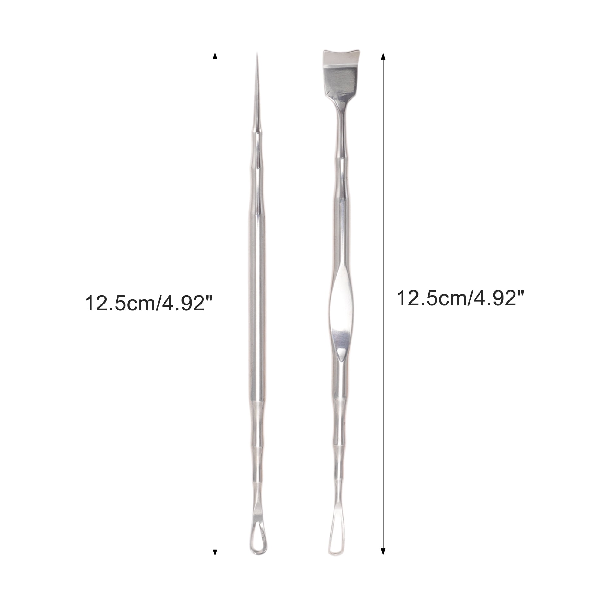 Unique Bargains 2pcs Pointed Pimple Extractor Tools for Skin Care Silver Tone 4.92"