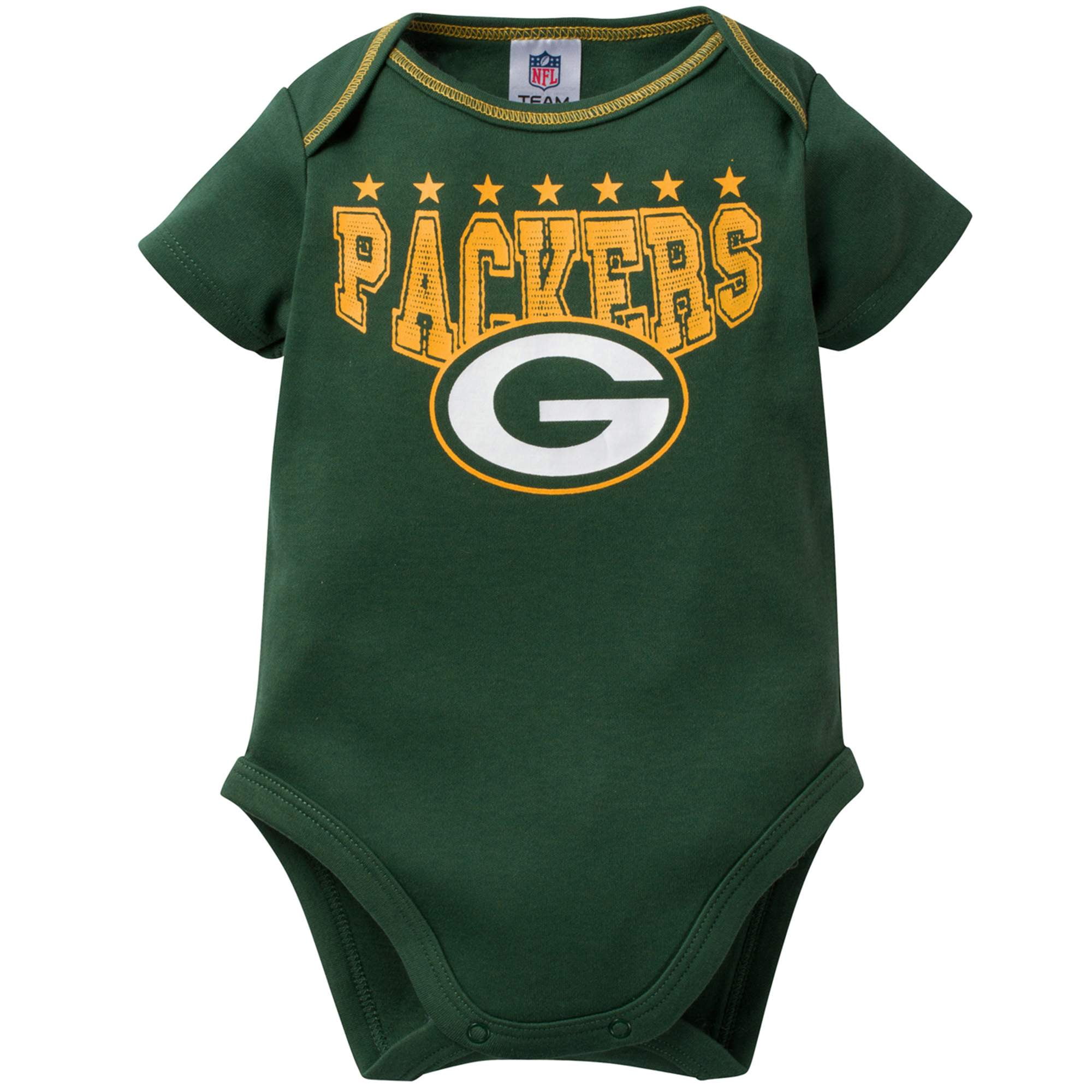 NFL Green Bay Packers Baby Boys Short Sleeve Bodysuit Set, 3Pack