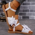 thumbnail image 4 of Pandaie Flat Sandals for Women Open Toe Bowknot Summer Beach Shoes Ankle Strap Comfortable Orthopedic Cork Footbed Slides White 8, 4 of 9
