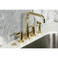 thumbnail image 4 of Kingston Brass KS8282CTLBS Continental Two-Handle 4-Hole Deck Mount Bridge Kitchen Faucet with Brass Side Sprayer in Polished Brass, 4 of 8