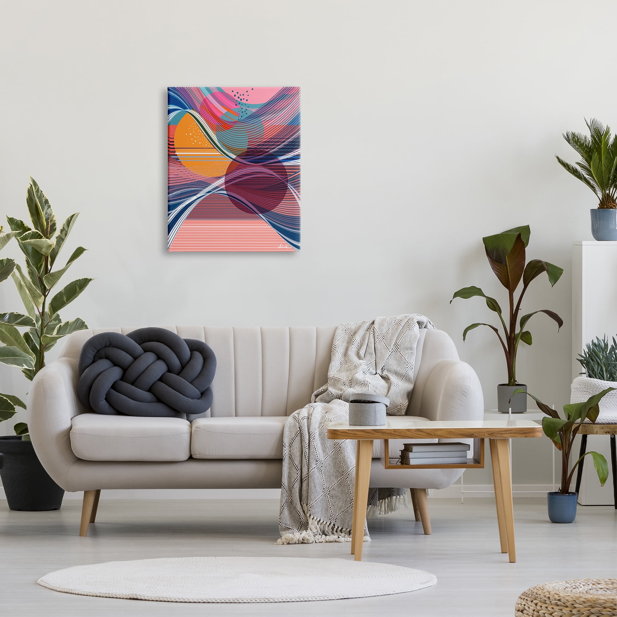 Stupell Industries Waves & Circles Abstraction Abstract Painting Gallery Wrapped Canvas Art Print Wall Art, 24 x 30