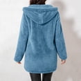 thumbnail image 6 of Enjoytime Fleece Jacket Women Fall Winter Button Down Hooded Teddy Coat Soft Warm Casual Mid Length Long Sleeve Outerwear, 6 of 7