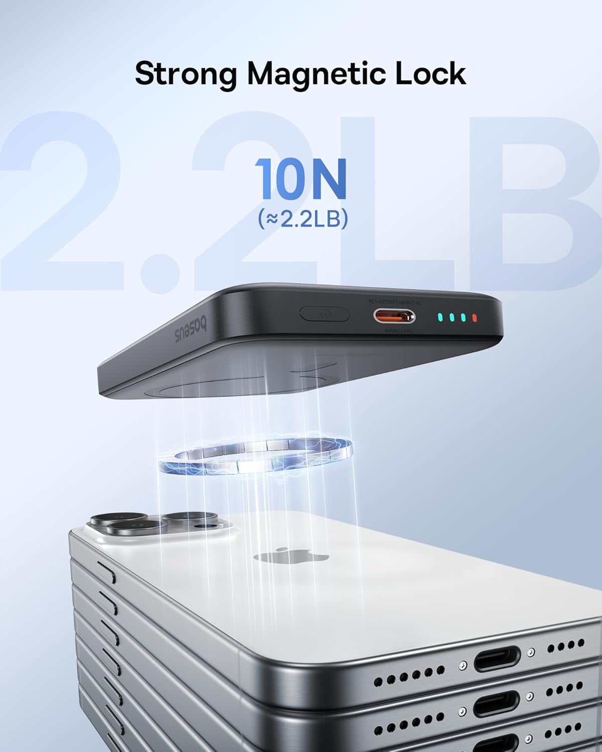Baseus Magnetic 5000mAh Power Bank, Fast Charging, MagSafe Compatible, Black