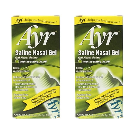 Ayr Saline Non-Medicated Dry Nasal Gel w/ Soothing Aloe, 0.5oz, 2-Pack