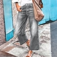 thumbnail image 3 of Wutalume Baggy Jeans for Women Wide Leg Mid Waist, Fringed Cropped Denim Pants, Trendy Boho Style with Distressed Hem,Gray XL, 3 of 8