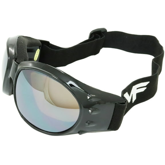 MotoFrames MF Vulcan Padded Motorcycle Goggles Black Frames Driving Mirror Lenses