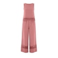 thumbnail image 5 of Mutghys Two-Piece Travel Sets for Women Crew Neck Sleeveless Tops with Lace Trim Wide Leg Pants Set Beach Vacation Holiday Travel Sets, 5 of 8