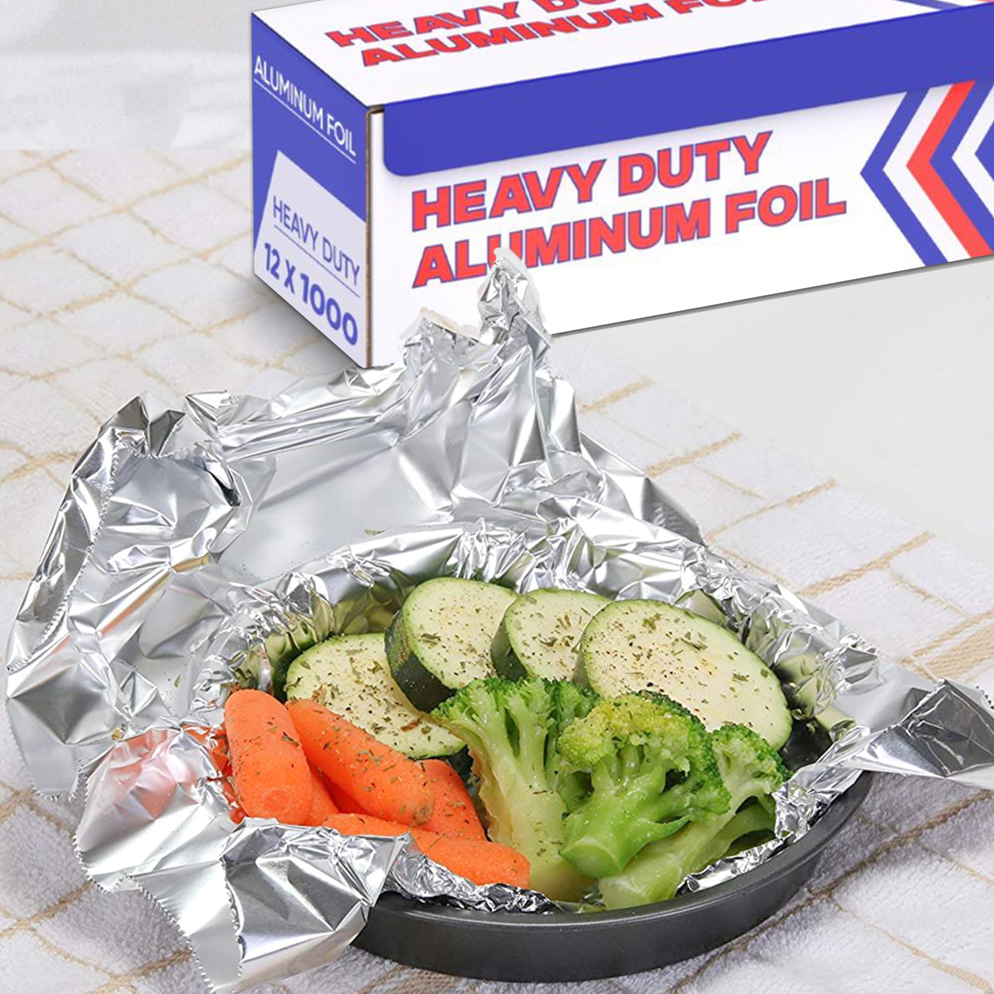 Heavy Duty Aluminum Foil Wrap Commercial Grade 1000ft Foil Wrap for Food Service Industry - Strong Silver foil, 12 inches by 1000 Feet (2-Boxes)