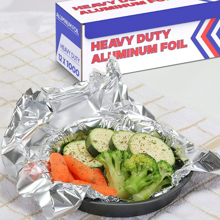Heavy Duty Aluminum Foil Wrap, Commercial Grade 1000ft Foil Wrap for Food  Service Industry, Strong Silver foil, 12 inches by 1000 Feet (2-Boxes)