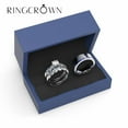 thumbnail image 2 of 3pc Couples Wedding Ring Sets His And Hers Women Sterling Silve Round Moissanite and men Wedding Bands Together With The Ring Box, 2 of 6