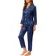 thumbnail image 4 of Conjunto de salón de satén para mujer INSPIRE CHIC, camisa de botón de manga larga con pantalones, pijamas de seda S azul oscuro, 4 of 7