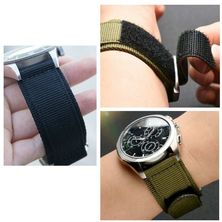 22mm Hook Loop Military Style band Adjustable Length Velcro Nylon watch Strap Compatible with Panerai Bell Ross watch